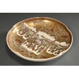 Satsuma bowl with fine painting decoration in the mirror ‘Cherry Blossom Festival’ in flower-shaped