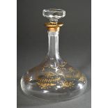 Rare captain's decanter in conical form on a large base (to prevent falling when the ship moves) wi