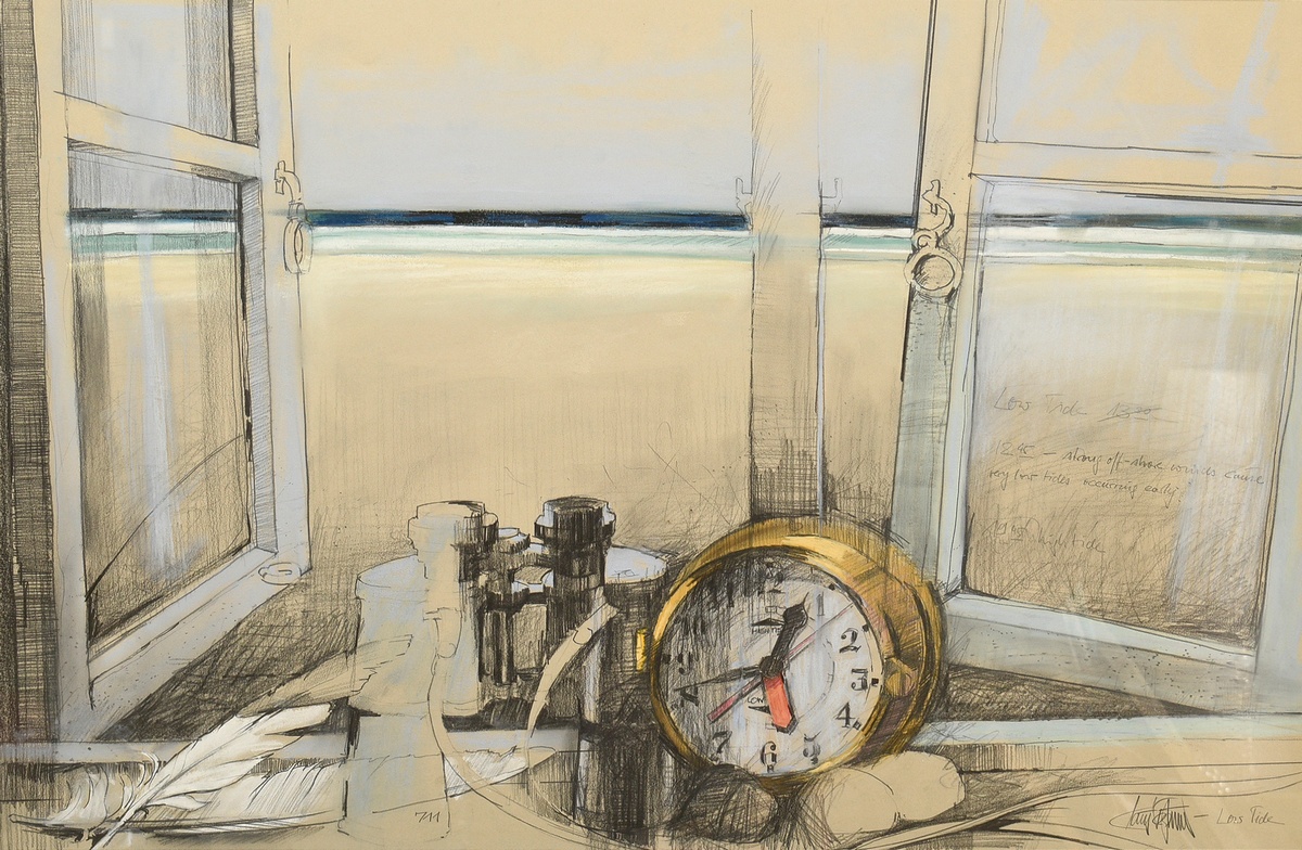 Tegtmeier, Claus (*1946) "Low Tide", pencil/coloured pencil/pastel crayon, sign./titl., num., verso