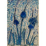 Hüther, Julius (1881-1954) "Blumen", Tinte, u. sign./dat., auf Papier montiert, 14,8x10,4cm (29,7x2