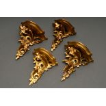 4 Various gilded wall brackets in Baroque style, Florence around 1900/1920, carved wood, h. 13.7-15