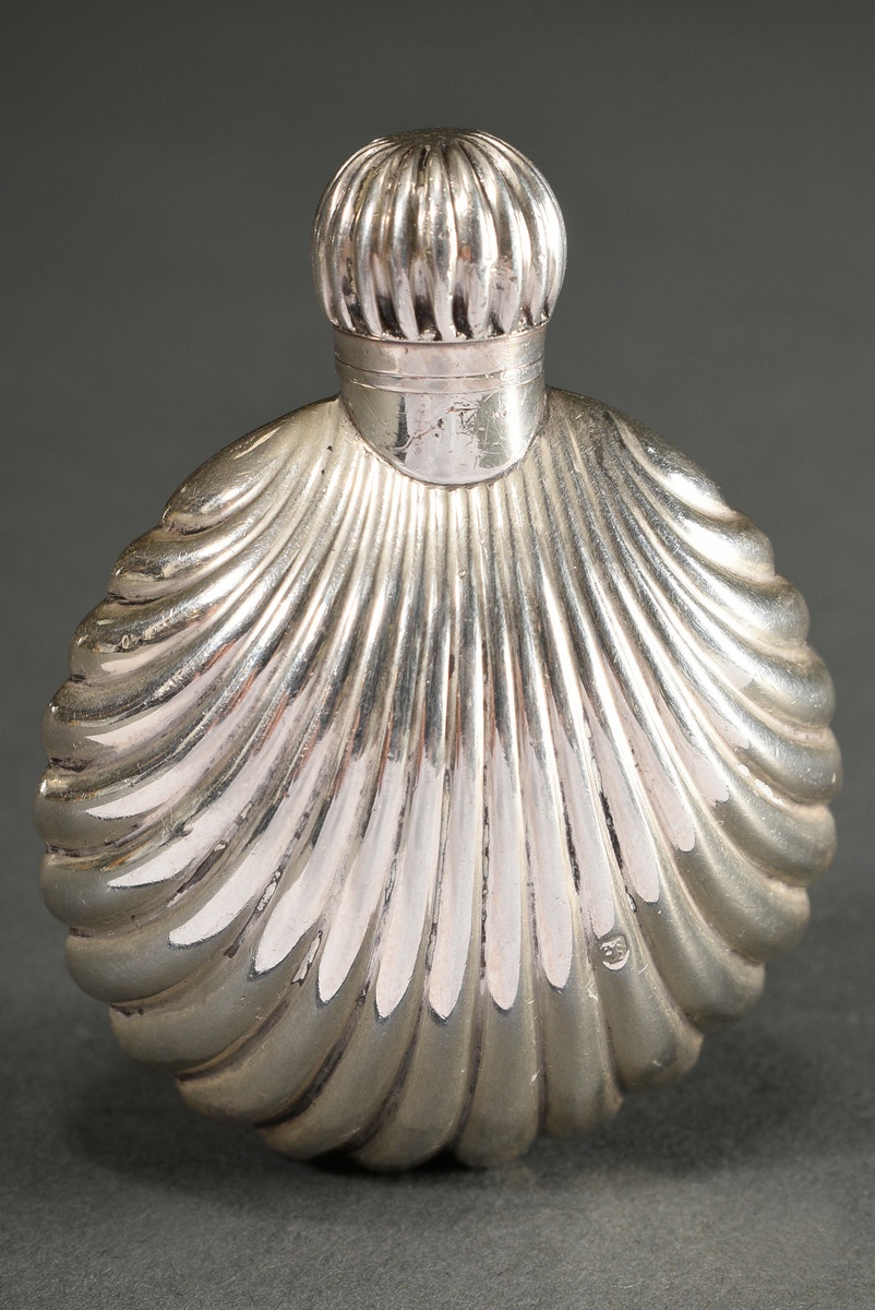 Shell-shaped flacon with screw cap, MZ: James Dixon & Sons, Sheffield 1898, silver 925, 33g, h. 7cm - Image 2 of 4