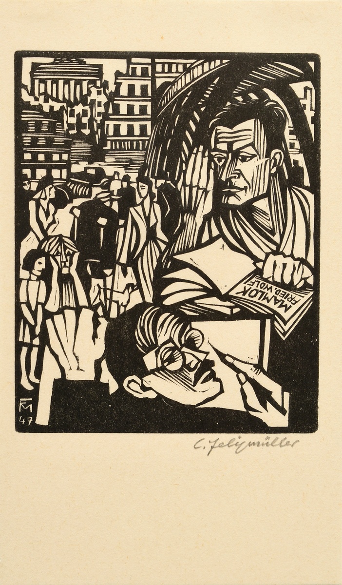 Felixmüller, Conrad (1897-1977) ‘Mamlok (Schauspiel Professor Mamlock)’ 1947, woodcut, b.r. sign.,  - Image 2 of 4