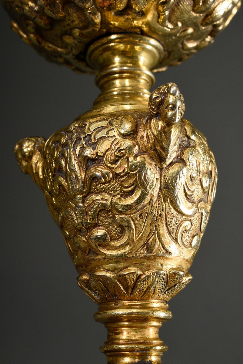 A Baroque communion chalice on a six-panelled foot with rich cartouche relief and 3 amorphous carto - Image 4 of 6