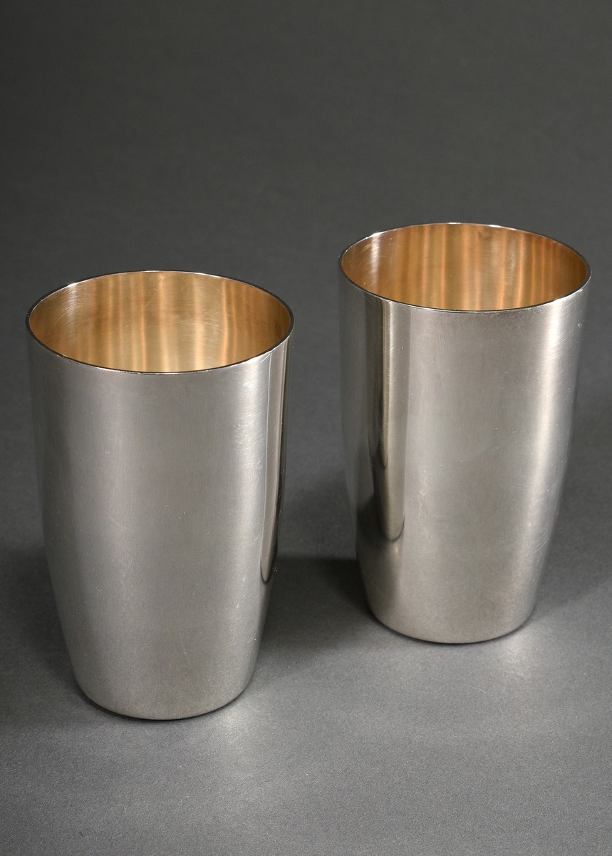 Pair of plain beakers, Roesner, silver 925, 244g, h. 10cm, signs of usage