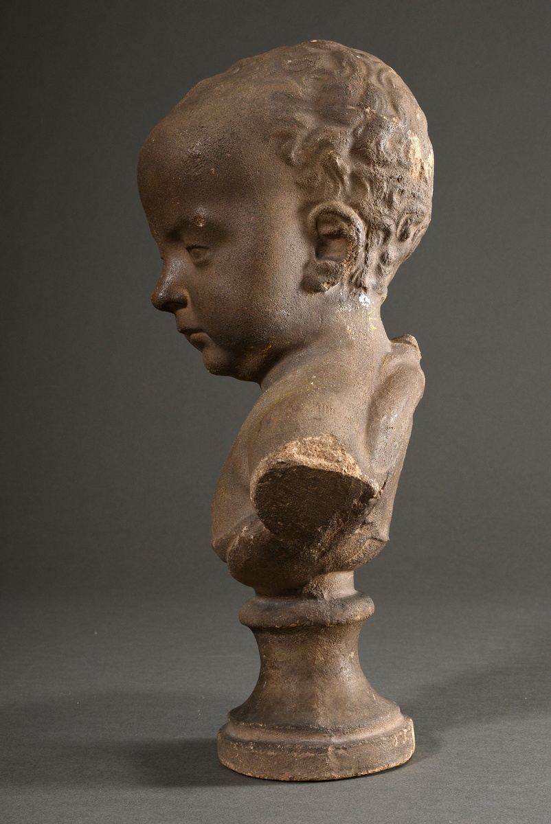 Sandstone bust on round base "King Henry IV of France as a boy" after Germain Pilon (c. 1525-1590), - Image 5 of 7