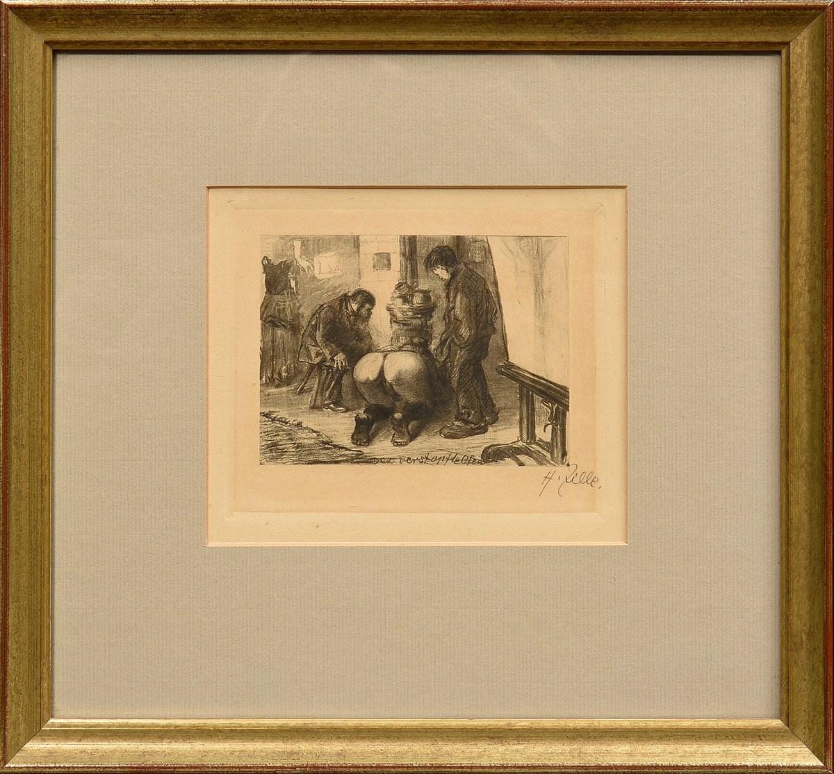 Zille, Heinrich (1858-1929) ‘Der verstopfte Ofen’ c. 1901, heliogravure, sign. b.r., PM 11,4x13,2cm - Image 2 of 3