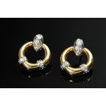 Pair of yellow and white gold 750 earrings with 20 brilliant-cut diamonds (total approx. 0.30ct/SI-