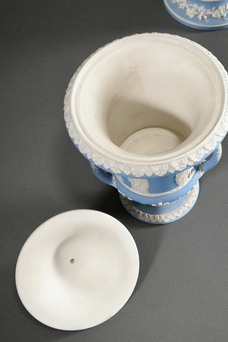 2 Various pieces of Wedgwood Jasperware with classic bisque porcelain reliefs on a light blue groun - Image 4 of 9