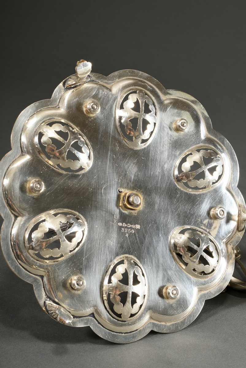 Silver-plated egg server with 6 egg cups and spoons, England approx. 1900, h. 20cm, Ø 20.5cm - Image 4 of 6