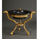 Empire centrepiece with fire-gilt bronze frame of 3 eagle heads and eagle mounts on spheres and ope