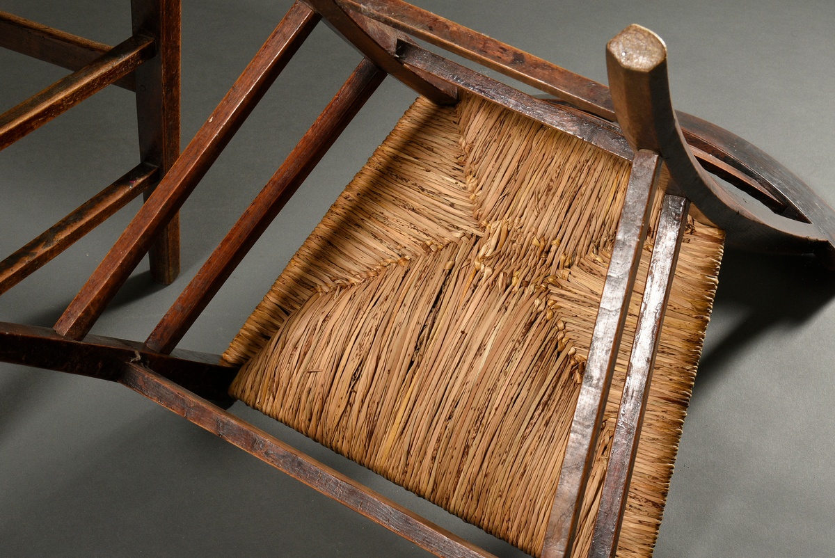 Pair of French farmhouse chairs with original wicker seats and carved ears of corn in the backrest, - Image 6 of 6