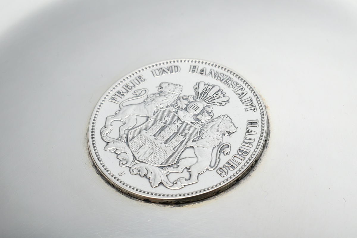 Moderner Teller mit Hamburg Münze "Deutsches Reich 1913" im Spiegel und Kordelrand, Silber 800, 351 - Bild 3 aus 5