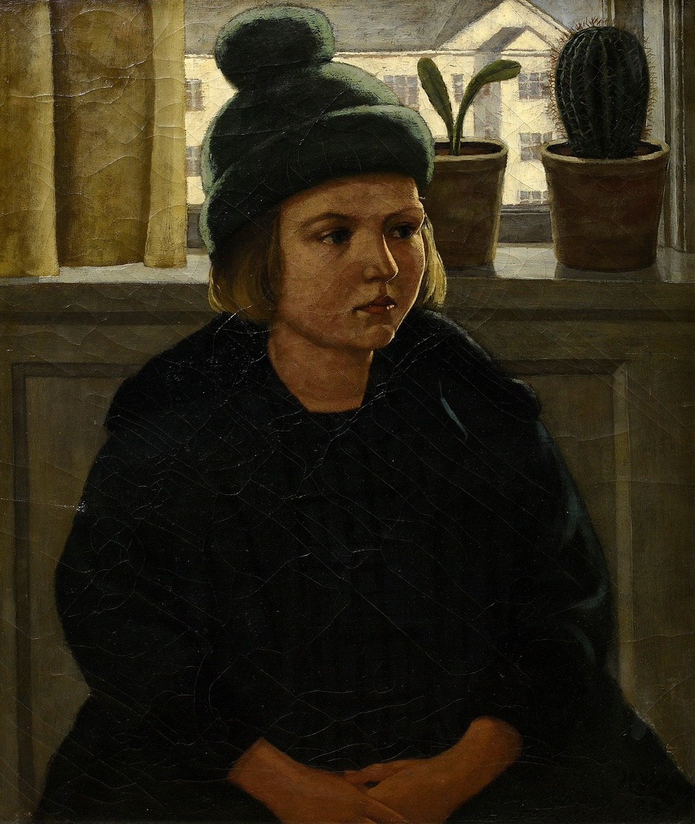 Helme, Helge (1894-1987) "Pige ved vindue (Mädchen am Fenster)" 1923, oil/canvas, sign./dat. lower 