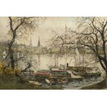 Kasimir, Luigi (1881-1962) "Binnenalster", Farbradierung, u. sign., 40,8x59,5cm (m.R. 59x76,5cm), m