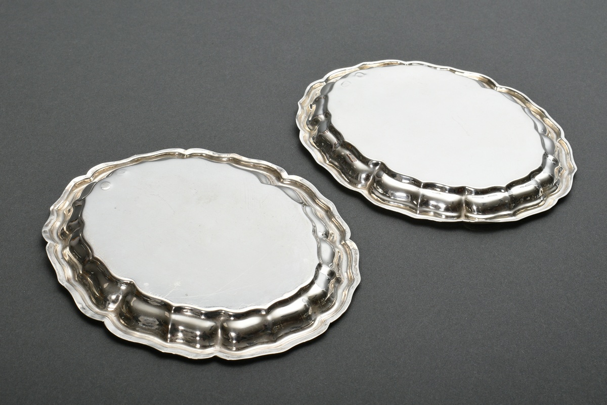 A pair of small plates or paten with gadrooned rim in 18th century style, MM: Gebrüder Dingeldein/  - Image 2 of 3