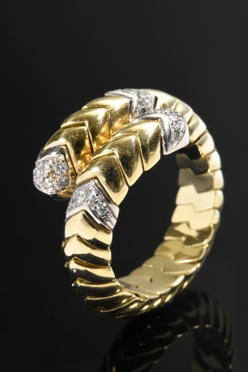 Yellow and white gold 750 tension ring with 22 brilliant-cut diamonds (approx. 0.30ct/SI/W), metal 