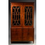 Classic display cabinet with glazed upper section on a three-tier chest of drawers, North German 1s