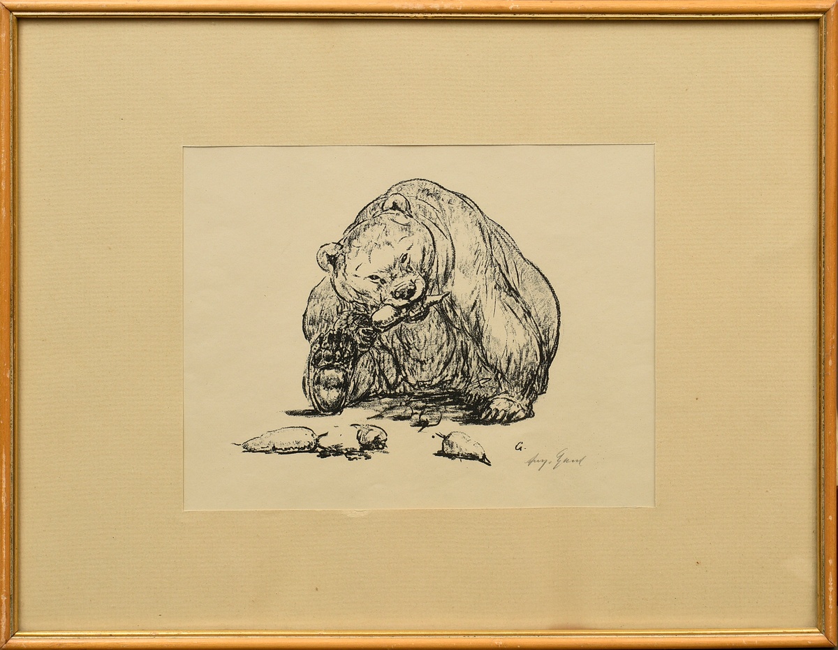 3 Gaul, August (1869-1921): 'Eating Bear' and 'Seagulls on the Beach', lithographs, each sign. b.r. - Image 5 of 12