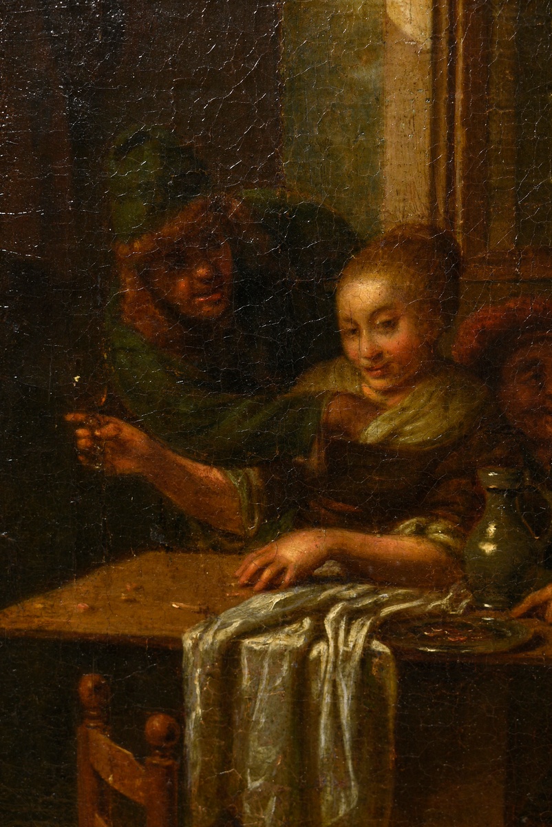 Unknown Dutch master of the 17th/18th c. 'Inn or Pleasure House Scene', in the manner of Egbert van - Image 5 of 18