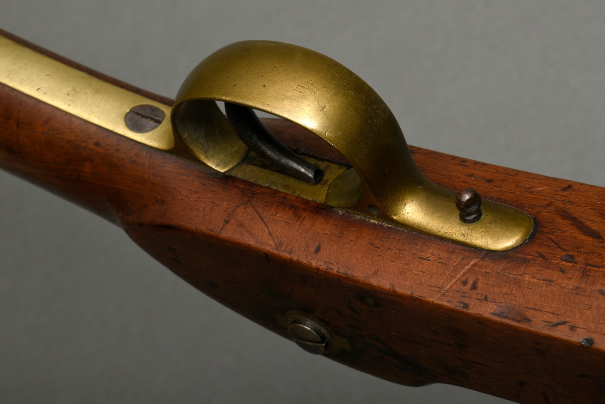 Percussion rifle, marked "Dresse. Ancion Laloux & Cie A Liege", walnut full stock, brass and iron,  - Image 8 of 14