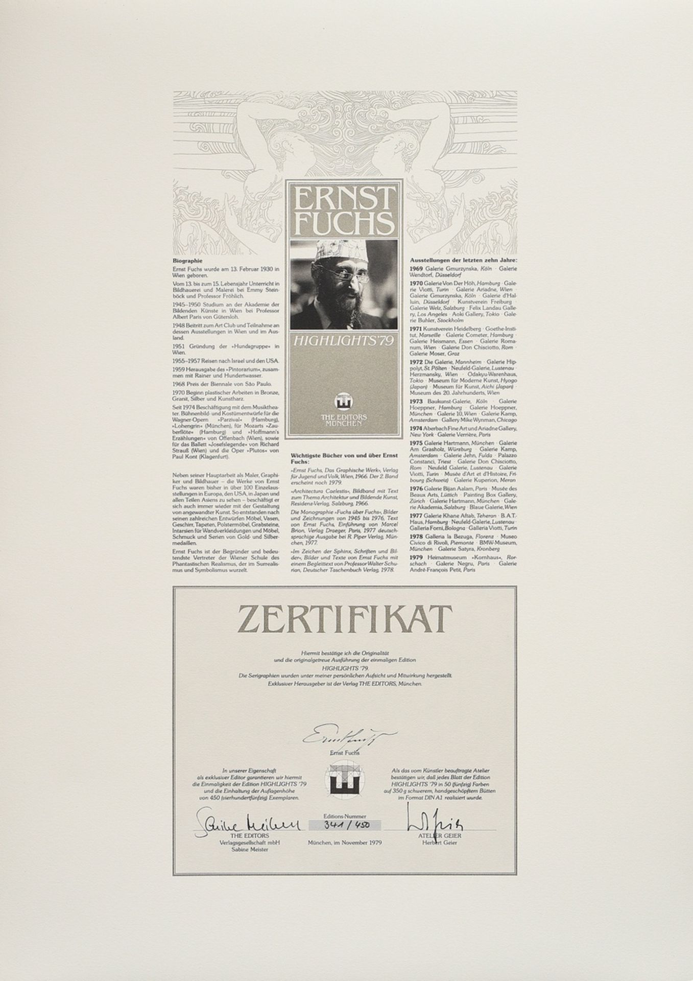 Fuchs, Ernst (1930-2015) Mappe "Highlights I" 1979, Farbserigraphien, 341/450, 5 Blätter ("Perseus  - Bild 2 aus 15