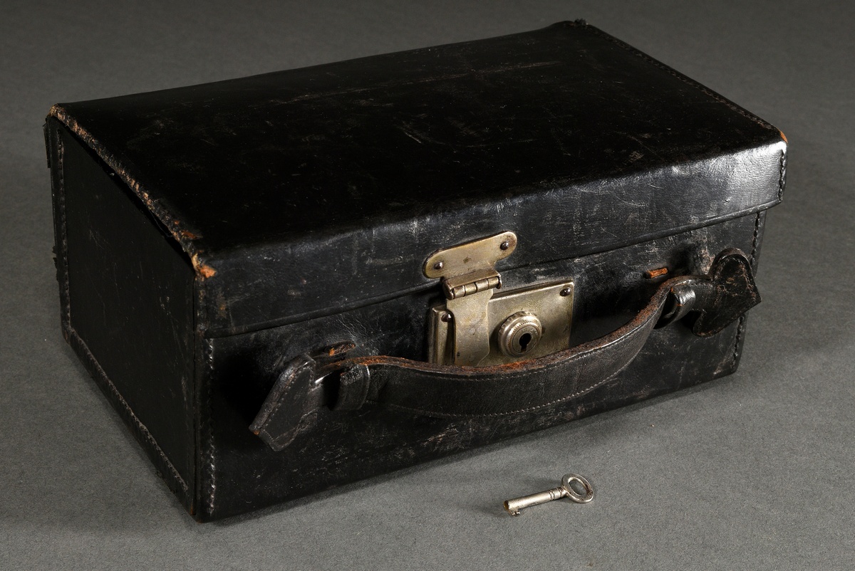 Mahjong game in velvet-lined leather case with bamboo-bakelite tiles, sticks and dice, complete, ea - Image 7 of 7