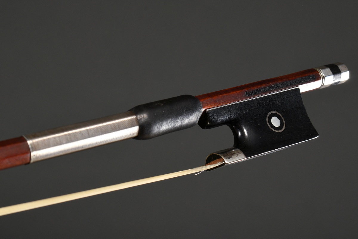 Master violin bow, Saxony 20th century, brand stamped "C. Hans Karl Schmidt Dresden", octagonal to  - Image 2 of 14
