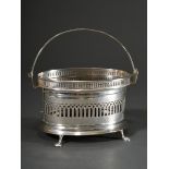 Oval silver-plated teapot with grid opening on four feet after an old model, 11.2x18.8x11.4cm