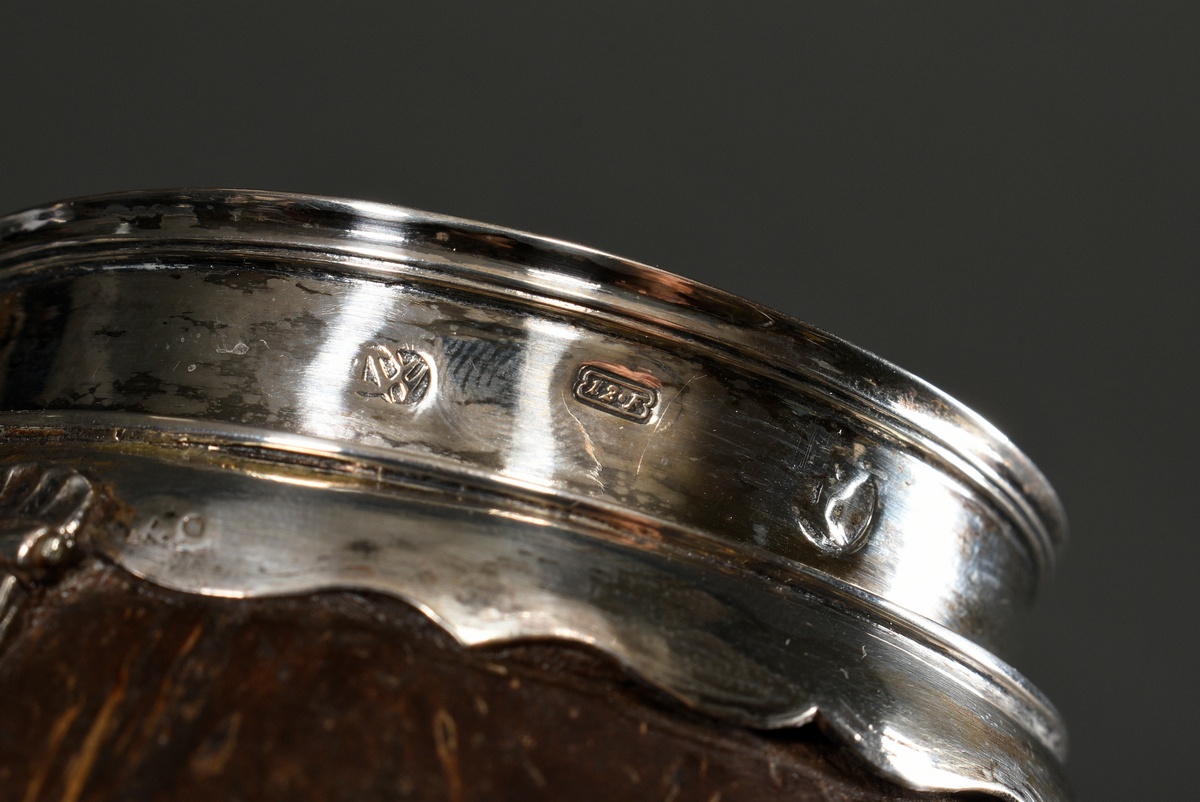 Splendid coconut goblet with engraved borders on a multi-pass stand and lid, the nut held by a smoo - Image 10 of 12