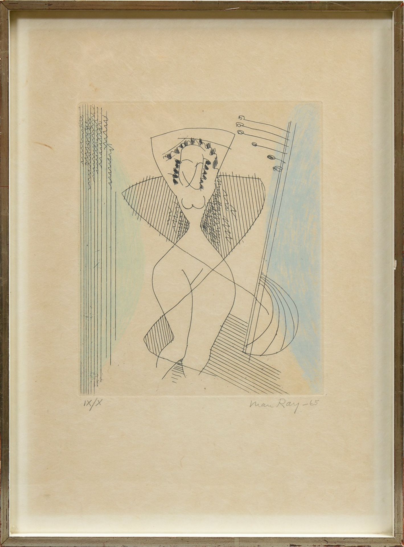 Man Ray (1890-1976) „Pour Crevel“ 1965, Farbradierung/Japanpapier, IX/X, u. sign./num./dat., PM 21x - Bild 2 aus 3