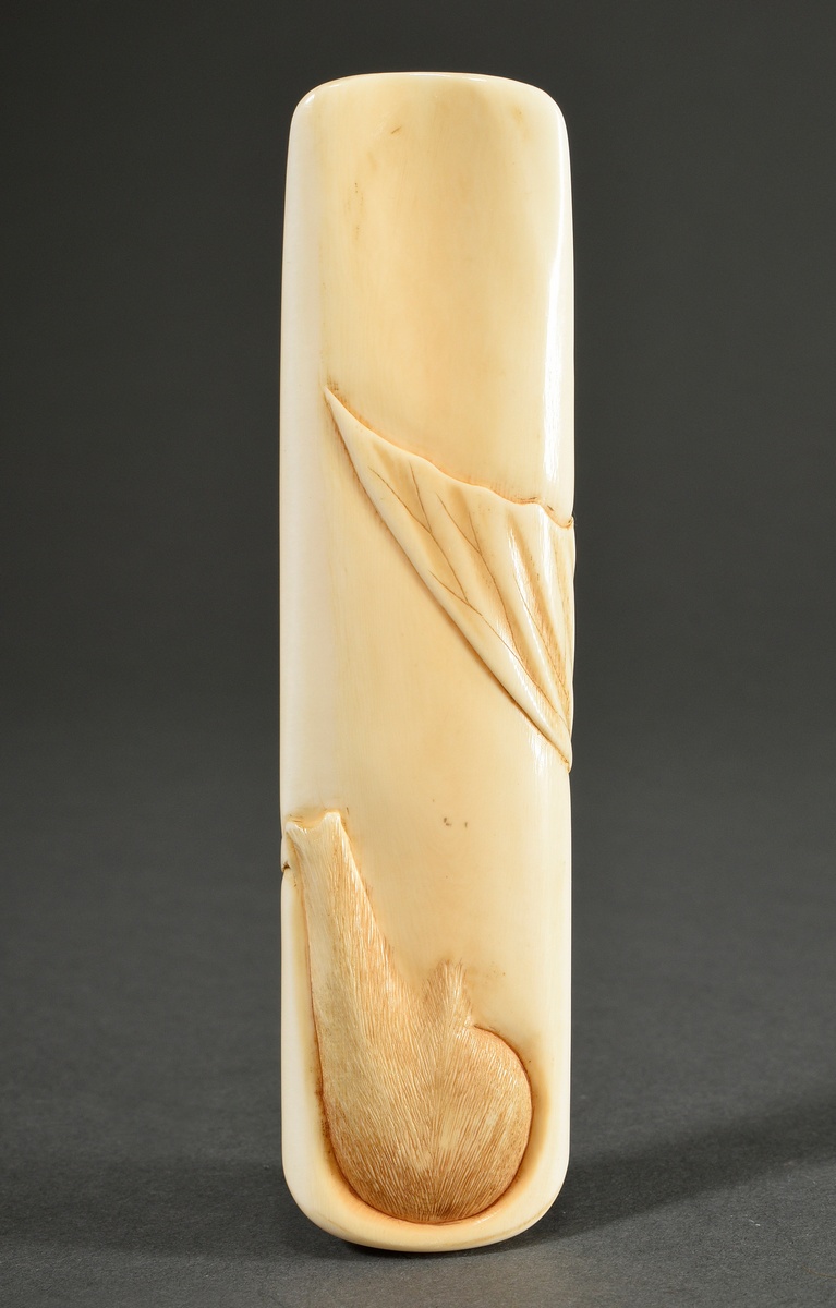 Fine ivory carving with semi-plastic animal depictions ‘monkey, bat and insect’, Japan, Meiji perio - Image 3 of 9