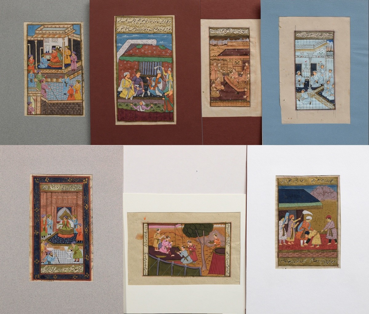 7 Various Indo-Persian miniatures "Audience scenes" from manuscripts, 18th/19th century, opaque col