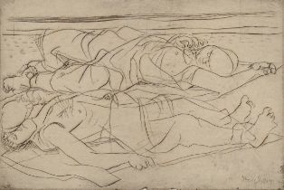 Bargheer, Eduard (1901-1979) "Schlafende am Strand" 1948, Radierung, u. sign./dat./betit./bez., u.r