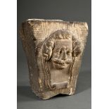 Baroque keystone with mascaron "Bearded Man", sandstone, 1st half 18th century, 25.5x22.5x13cm