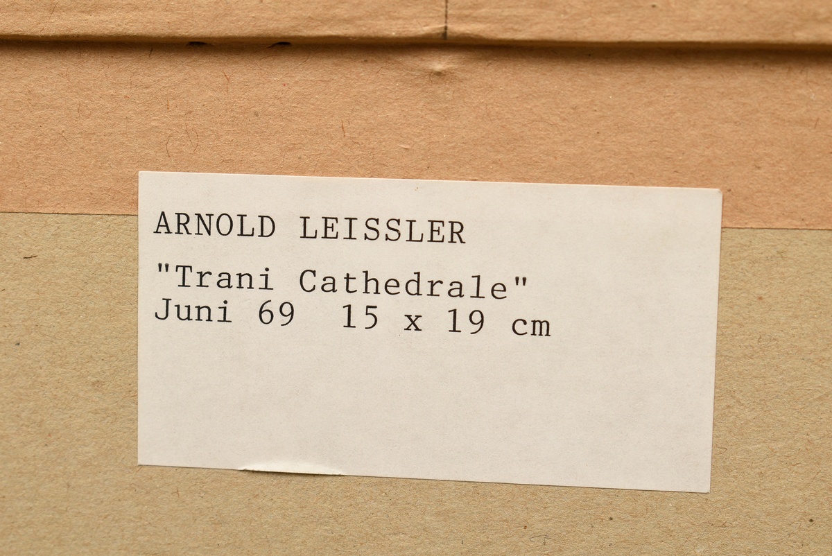 2 Leissler, Arnold (1939-2014) "Trani Cathedrale" 1969 und "Rosette ohne Kopf" 1965, Bleistift/Bunt - Bild 4 aus 9