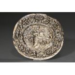 Oval Baroque display plate with embossed decoration "David with the head of Goliath in a wide lands