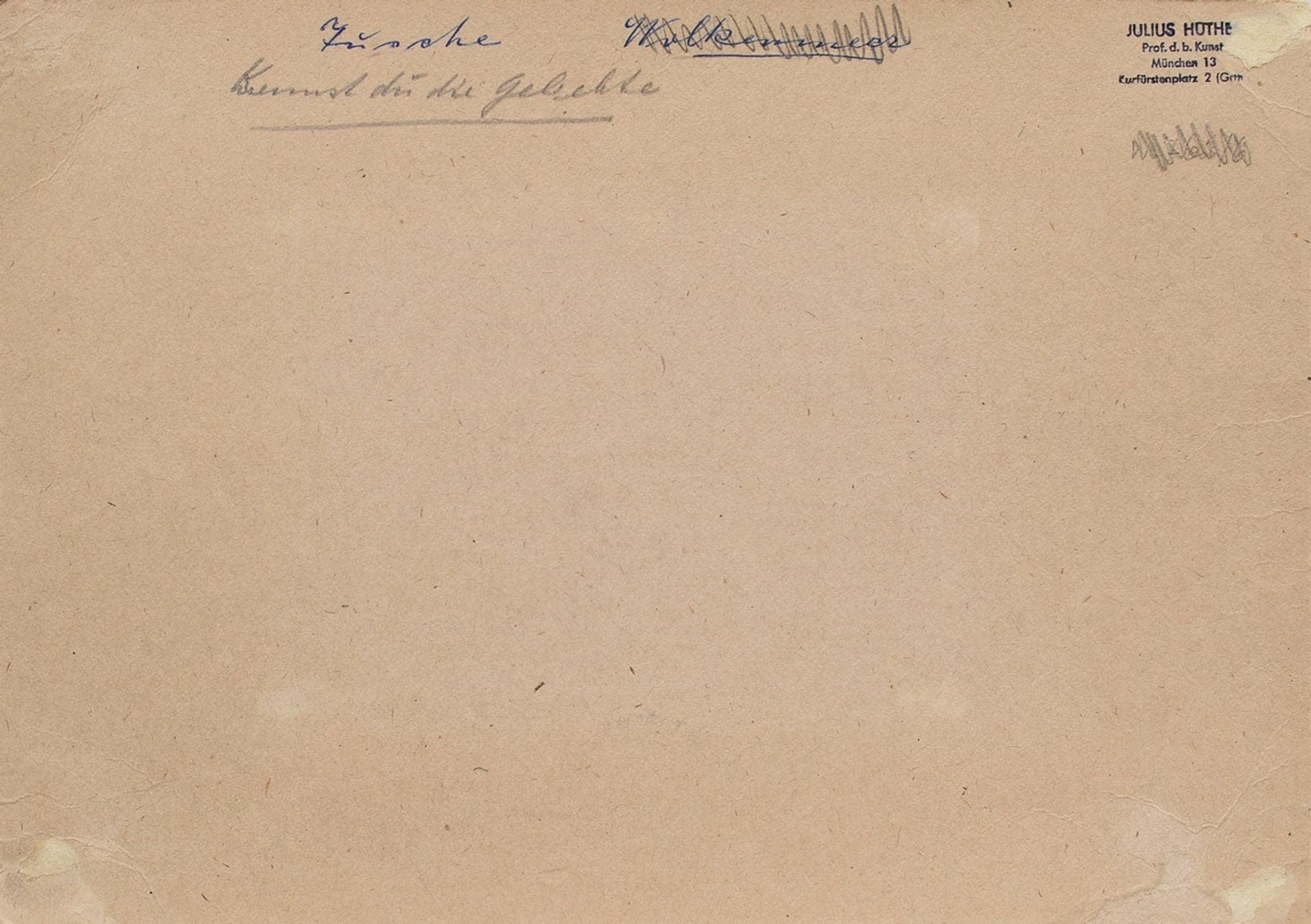 Hüther, Julius (1881-1954) "Farewell (Auer Dult)", ink, sign. below, mounted on cardboard, verso in - Image 4 of 6