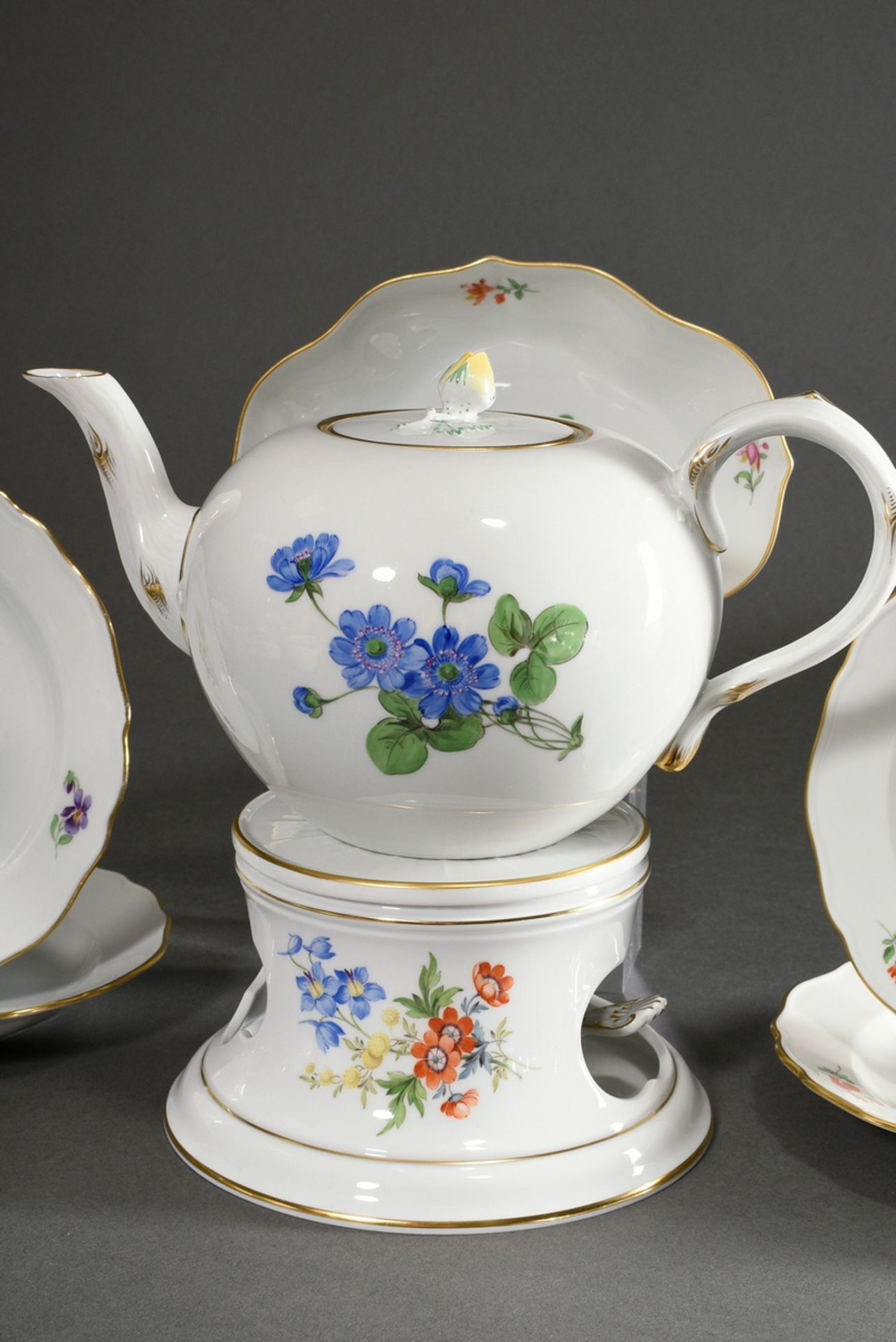 23 Teile Meissen Teeservice "Deutsche Blume", nach 1950, bestehend aus: 1 Teekanne (H. 13cm), 1 Rec - Bild 10 aus 13