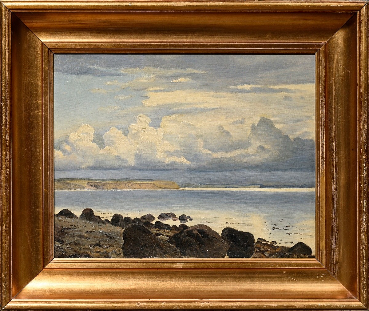 Foss, Harald Frederick (1843-1922) "Rocky coast under a high cloudy sky", oil/canvas, sign. b.r., 3 - Image 2 of 5