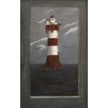 Meier, Volker (1932-1993) "View of Rothesand Lighthouse (Roter Sand)" 1968, oil/canvas, verso estat