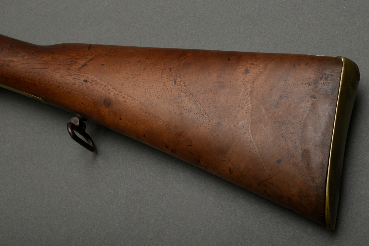 Percussion rifle, marked "Dresse. Ancion Laloux & Cie A Liege", walnut full stock, brass and iron,  - Image 4 of 14