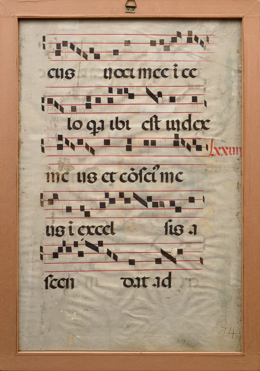 Late medieval Psalter Leaf with figurative illuminated majuscule "Heiliger Laurentius", gouache and - Image 5 of 6