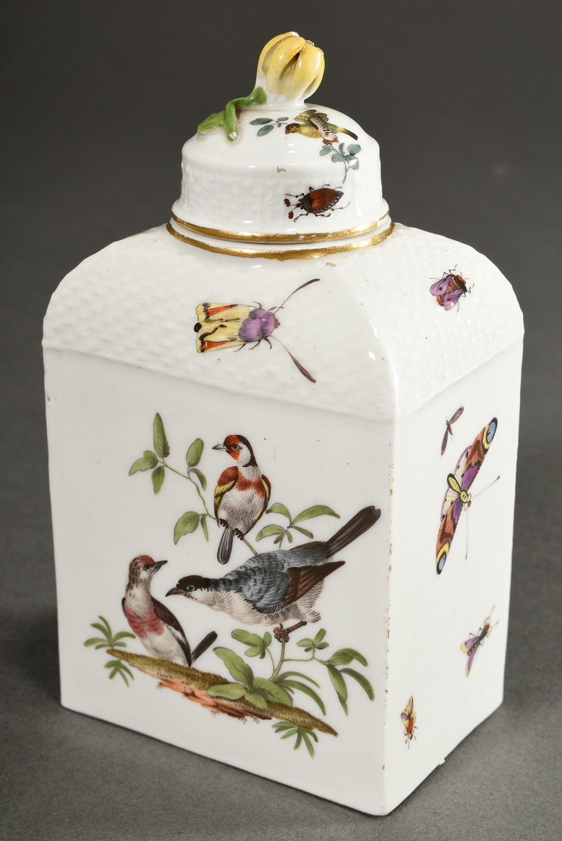 21 Pieces Meissen service with polychrome "Bird and Insects" painting on Ozier relief, c. 1750, con - Image 19 of 27