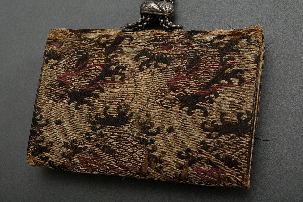 2 Various tobacco soiree purses with metal chains and ivory kagamibuta netsuke "dragon", Japan appr - Image 7 of 17