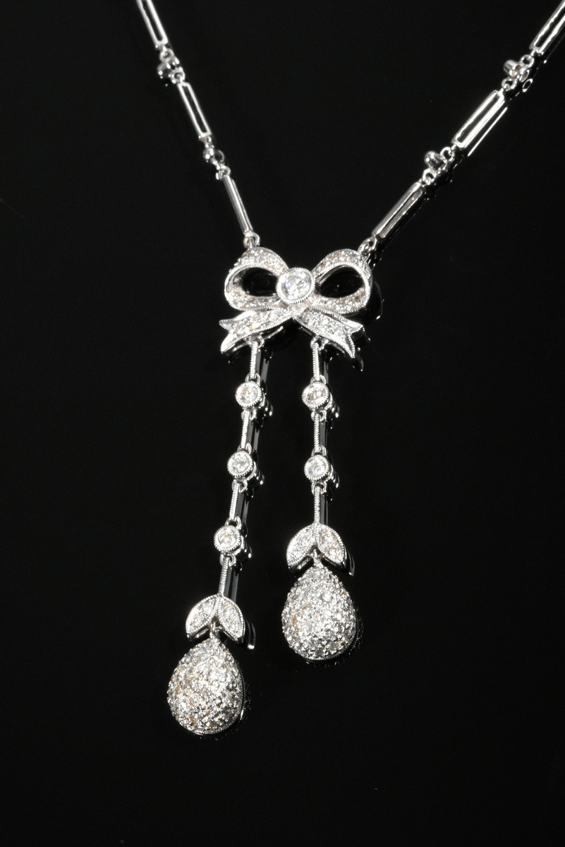 White gold 750 negligee bow necklace with brilliant-cut diamond (total approx. 1.35ct/SI-P2/W-LY), 