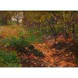 Herbst, Thomas (1848-1915) "Waldlichtung", Öl/Malpappe, verso Nachlassstempel, WVZ 850, 30x39,5cm (