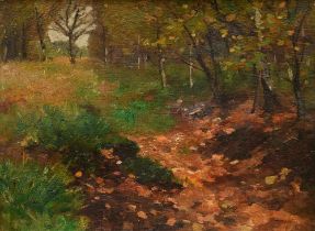 Herbst, Thomas (1848-1915) "Forest clearing", oil/painting board, verso estate stamp, Catalogue rai