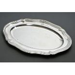 Oval plate with Chippendale rim and monogram engraving ‘BS’, German c. 1920, model no. 65573, silve