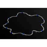 White gold 750 king necklace with angular lapis lazuli elements, 77.3g, l. 81cm